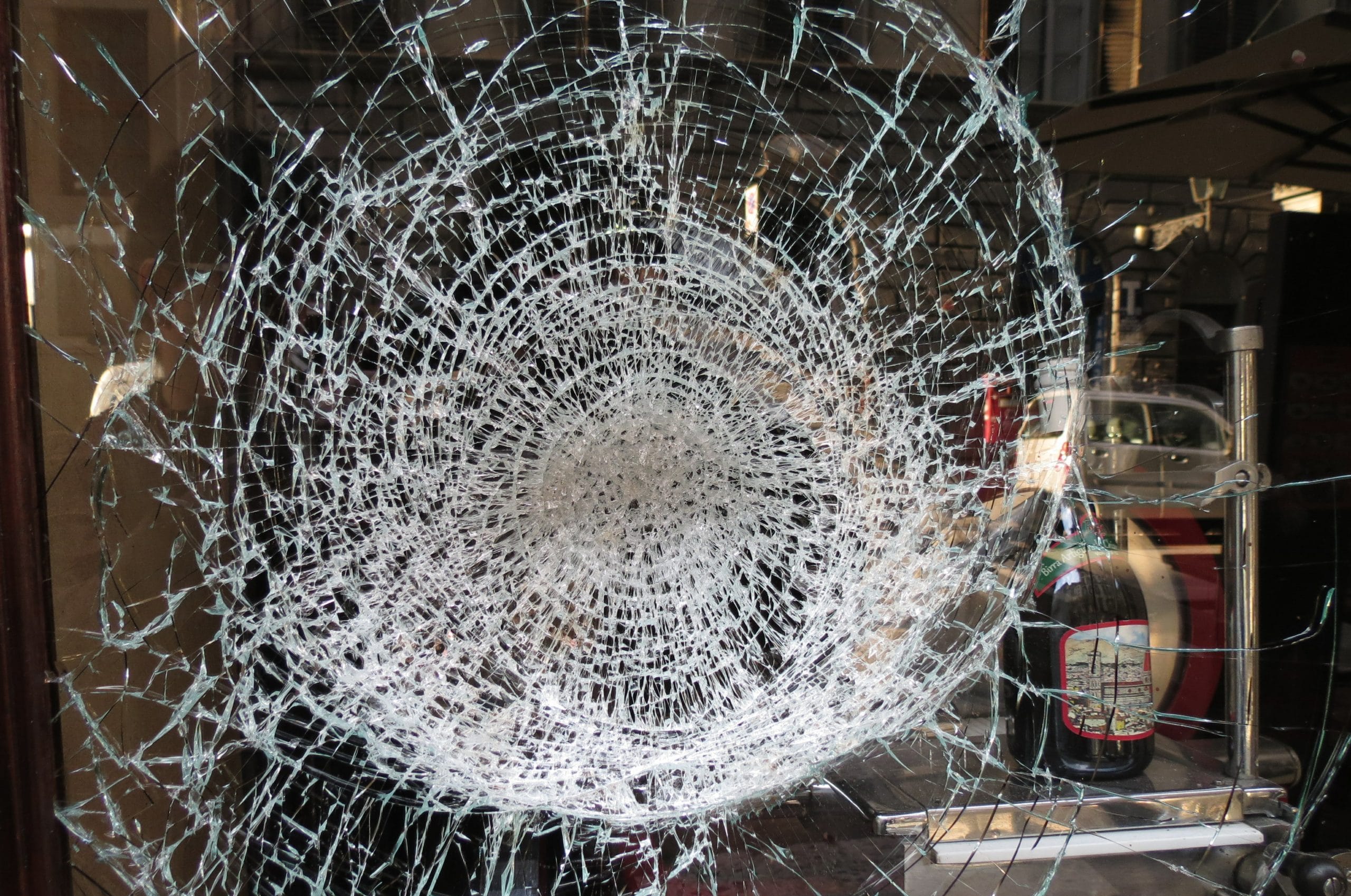 Broken glass window